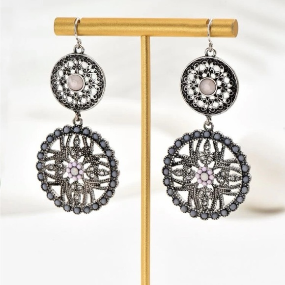 Jewelry - 3/$25 🇺🇸 Boho Medallion Rhinestone Drop Earrings BRAND NEW
